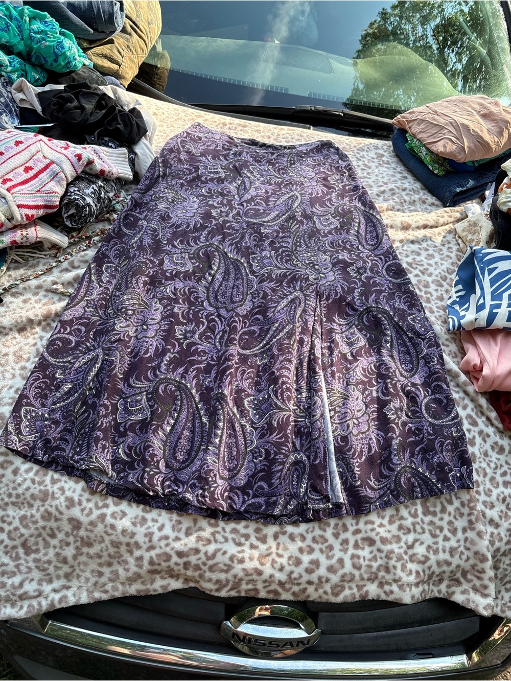 Dressbarn 90s Size Medium Purple Paisley A-Line Midi Skirt Whimsigoth